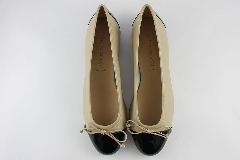 'Rimini' Camel & Black Ballet Pump