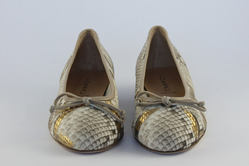 'Bergamo' Snakeskin Print Ballet Pump