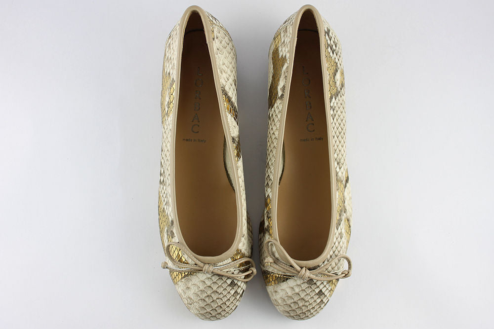 'Bergamo' Snakeskin Print Ballet Pump