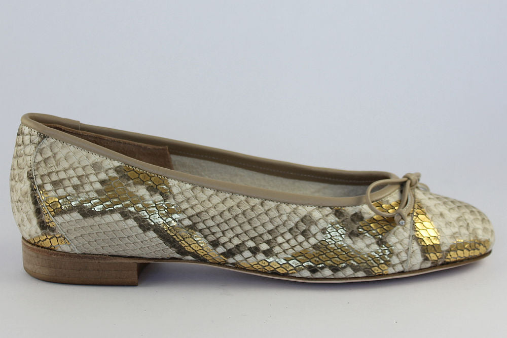 'Bergamo' Snakeskin Print Ballet Pump