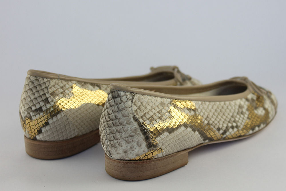'Bergamo' Snakeskin Print Ballet Pump