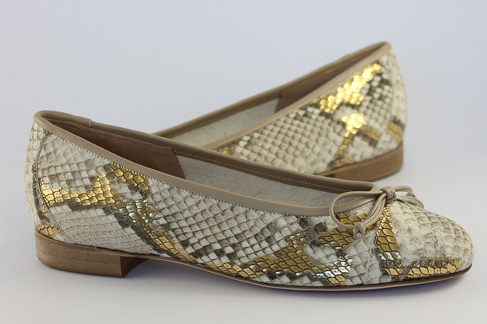 'Bergamo' Snakeskin Print Ballet Pump