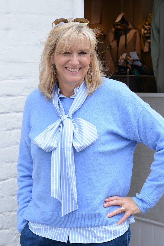 'St Ives' Cornflower Round Neck Jumper