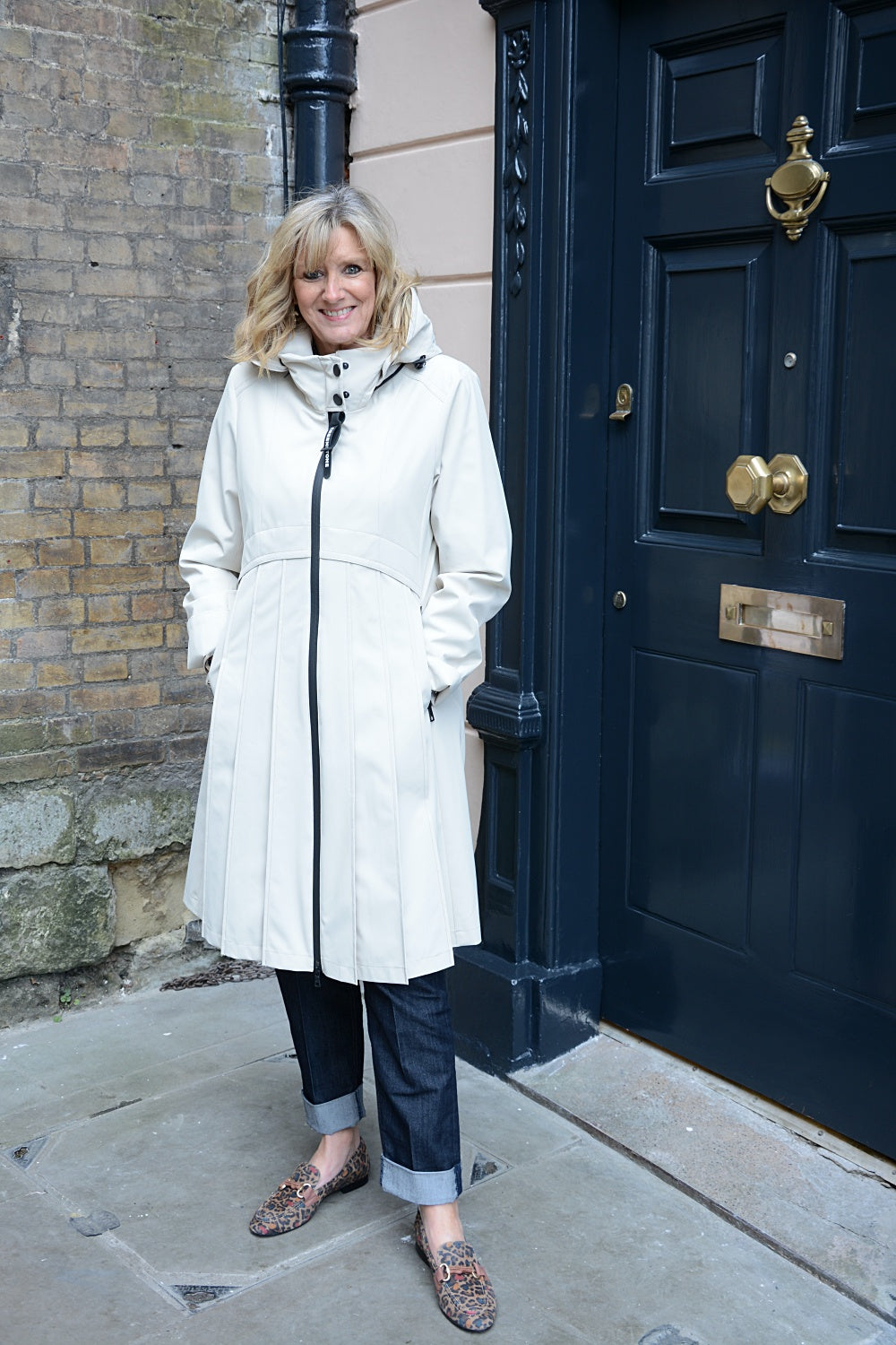 'Doreen' Pleated Coat in Natural