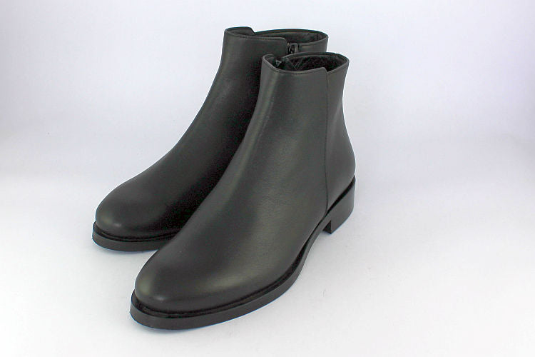 'Evelina' Black Leather Ankle Boot
