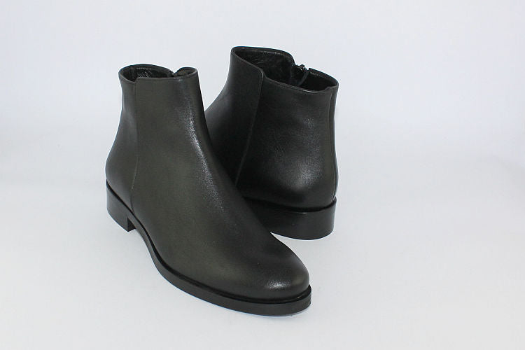 'Evelina' Black Leather Ankle Boot