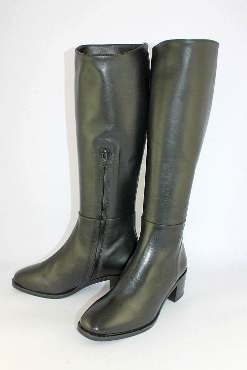 'Caterina' Black Leather Long Boot
