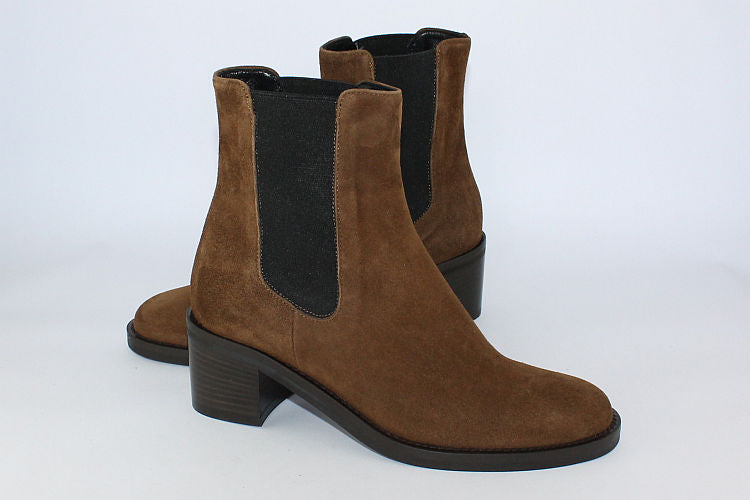 Chestnut Brown Suede Heeled Boot