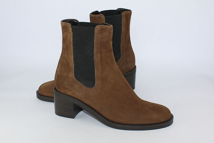 Chestnut Brown Suede Heeled Boot