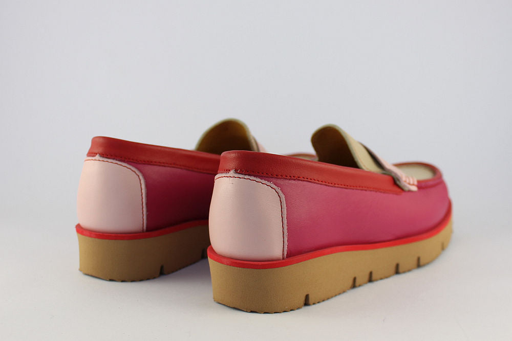 'Rosa' Barbie Pink & Red Loafer on a Wedge