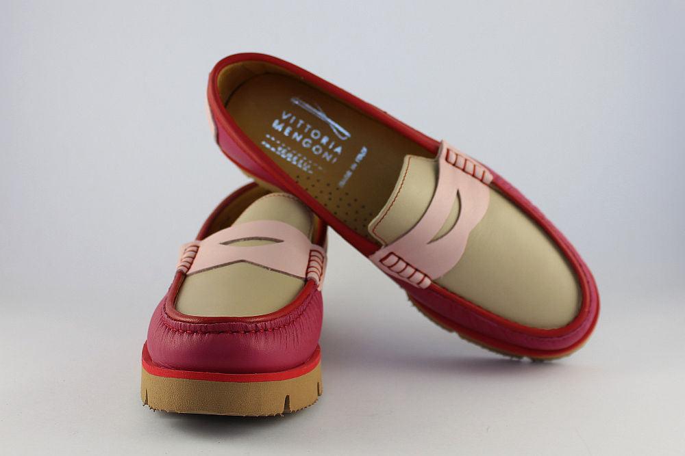 'Rosa' Barbie Pink & Red Loafer on a Wedge