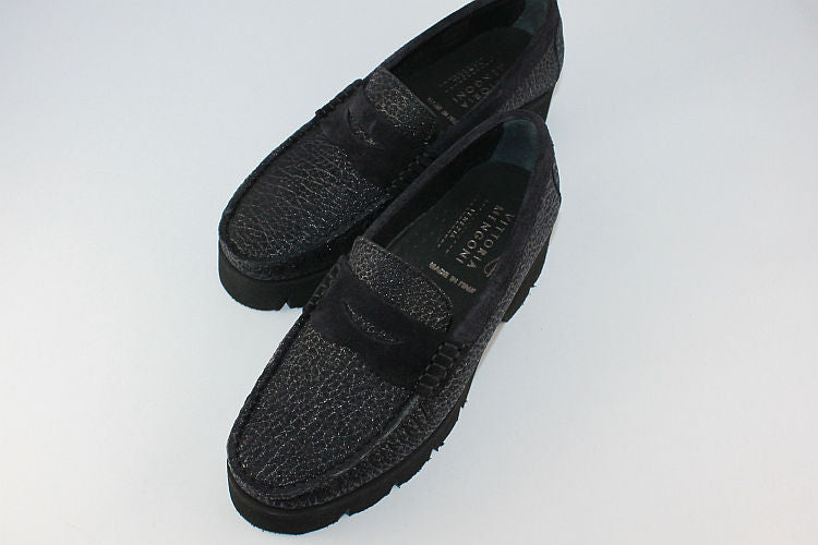 'Arianna' Blue Sparkle Loafer on a Wedge