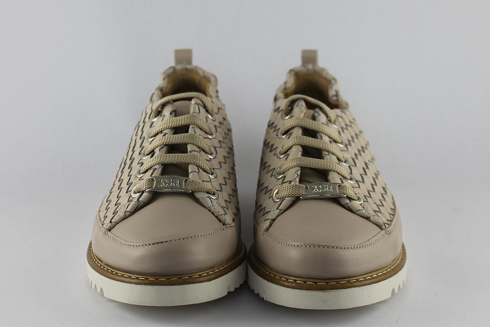 ‘Penne’ Latte Woven Lace-up Trainer