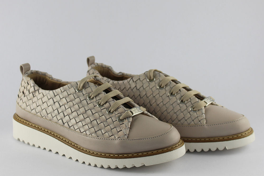 ‘Penne’ Latte Woven Lace-up Trainer