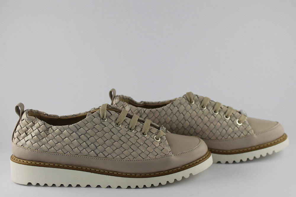 ‘Penne’ Latte Woven Lace-up Trainer