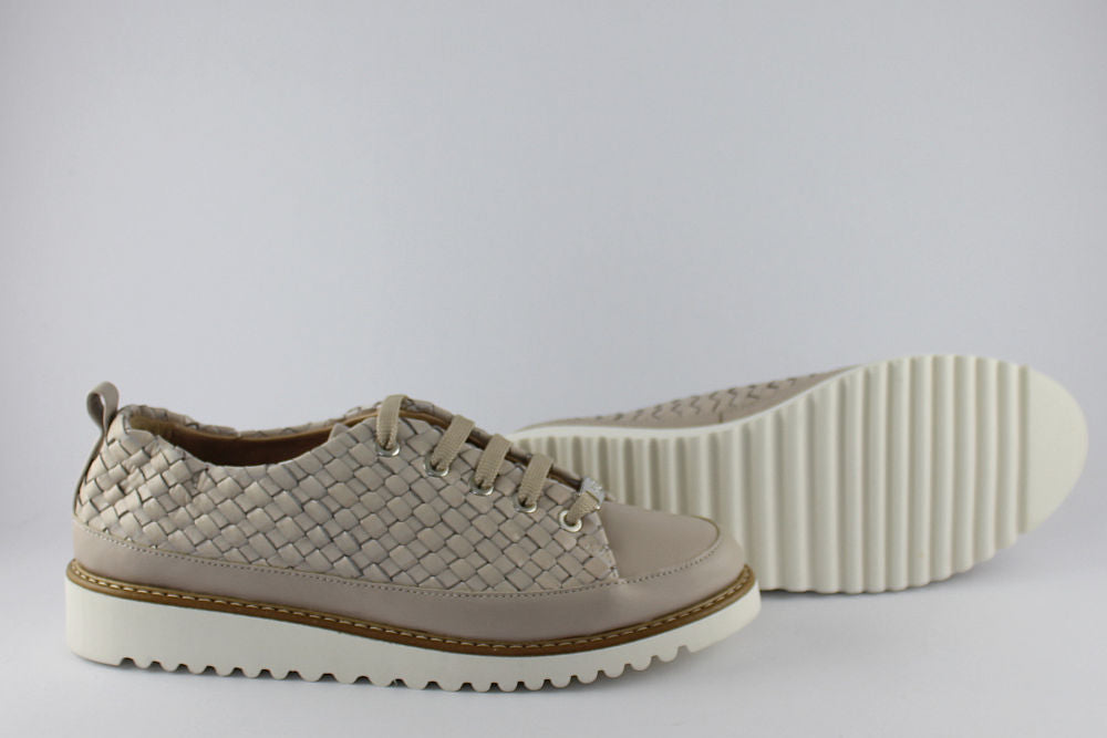 ‘Penne’ Latte Woven Lace-up Trainer
