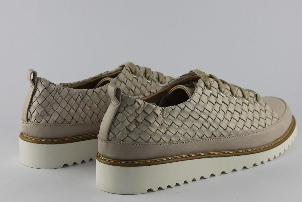 ‘Penne’ Latte Woven Lace-up Trainer
