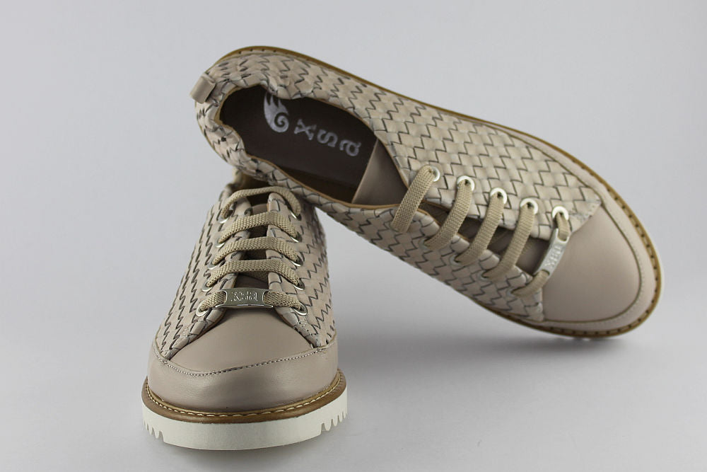 ‘Penne’ Latte Woven Lace-up Trainer