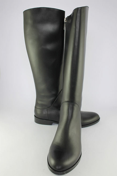 'Alessandra' Black Leather Long Boot