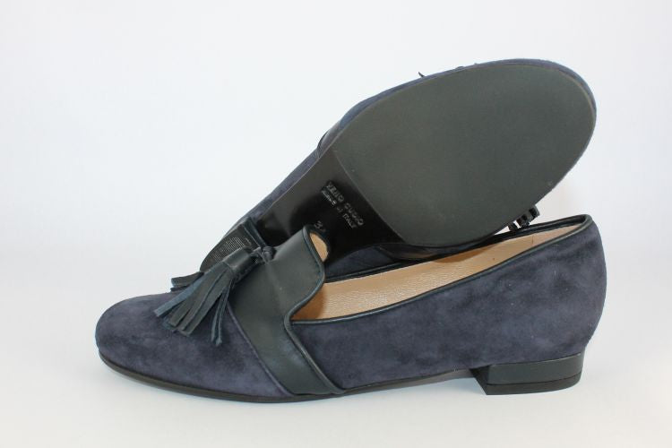 Navy Suede Loafer With Leather Tassels