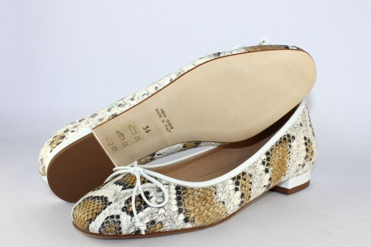White Snakeskin Ballet Pump