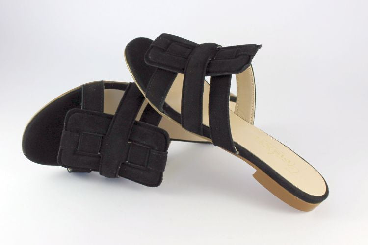 'Betty' Black Suede Mule