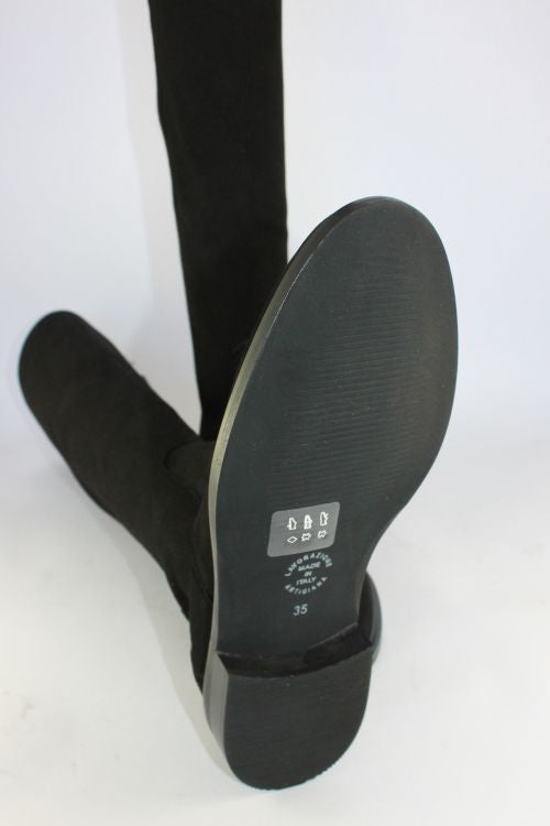 'Stella' Black Suede Long Boots