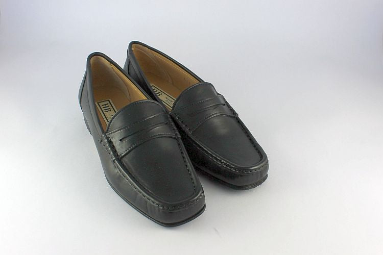 'Evelina' Black Leather Penny Loafer