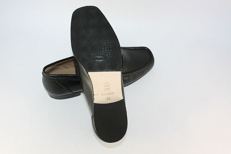 'Evelina' Black Leather Penny Loafer