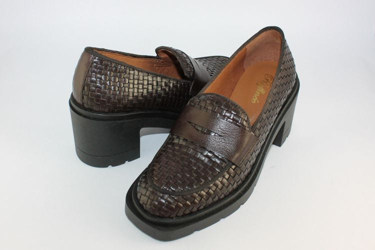 Mocca Woven Leather Penny Loafer