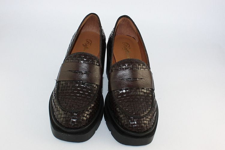 Mocca Woven Leather Penny Loafer