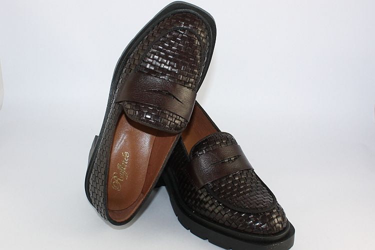 Mocca Woven Leather Penny Loafer