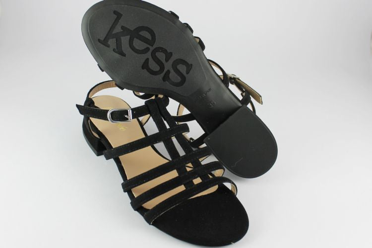 'Isla' Black Suede Strappy Sandal