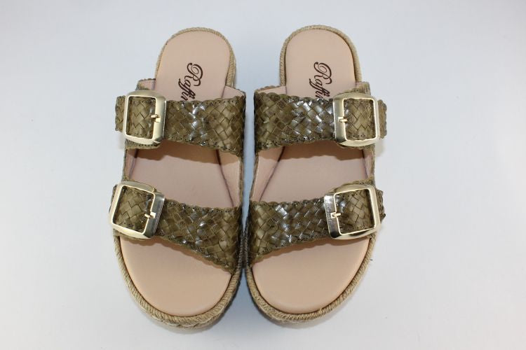 Khaki Double Strap Mule