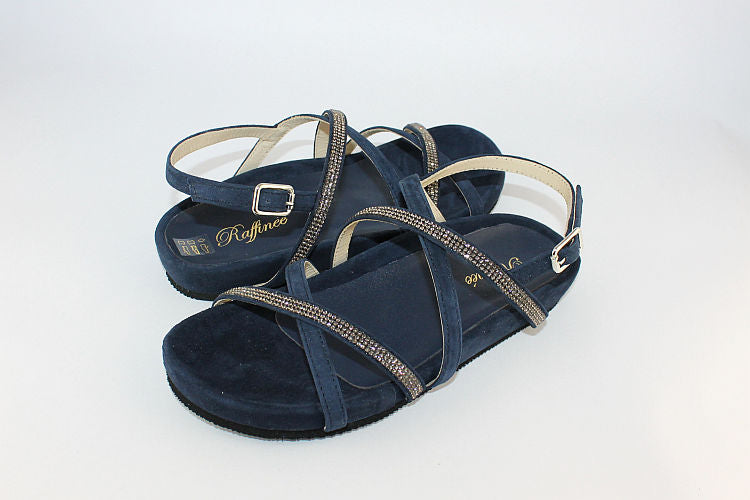 Navy Suede & Diamante Sandal