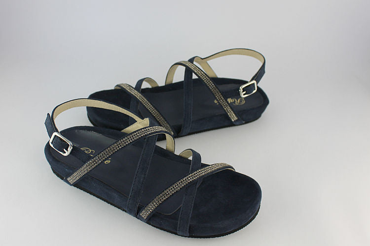 Navy Suede & Diamante Sandal