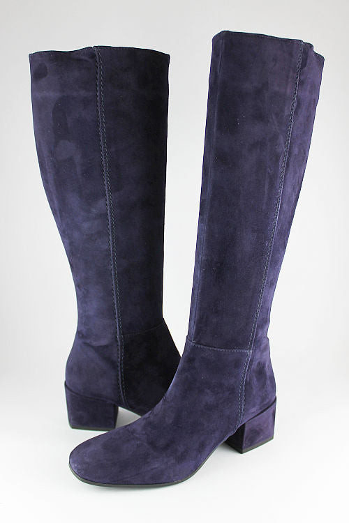 'Francesca' Purple Suede Long Boot With Suede Heel