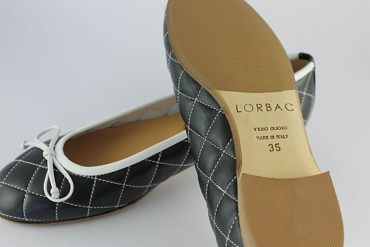 Navy & White Quilted Ballet Pump