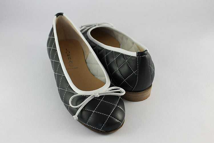 Navy & White Quilted Ballet Pump