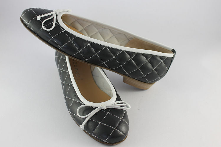 Navy & White Quilted Ballet Pump