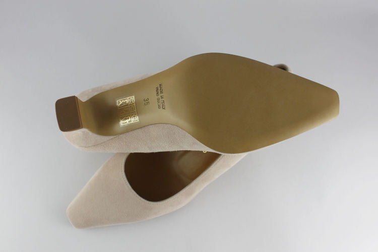 Powder Suede Kitten Heel
