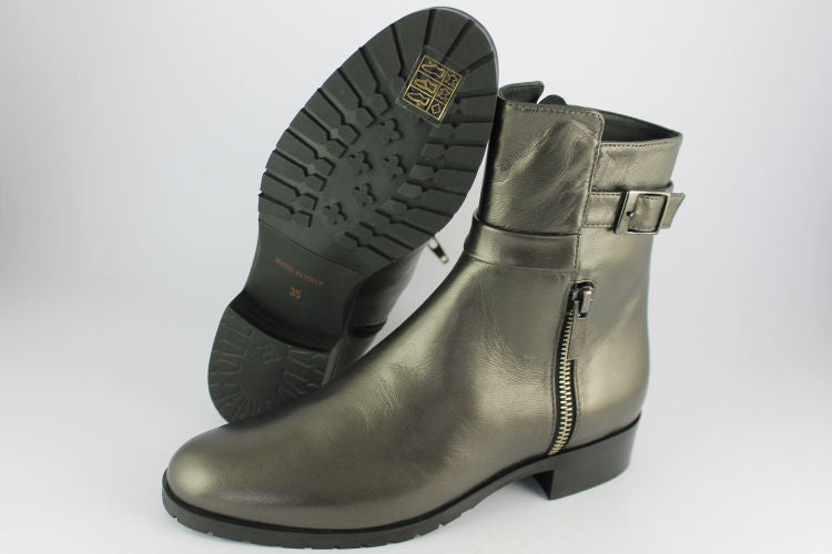 Pewter Leather Ankle Boot