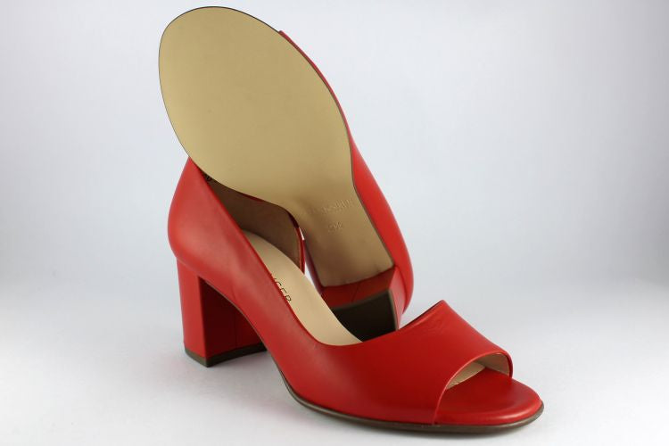 'Jasmin' Red Leather Peep Toe Court