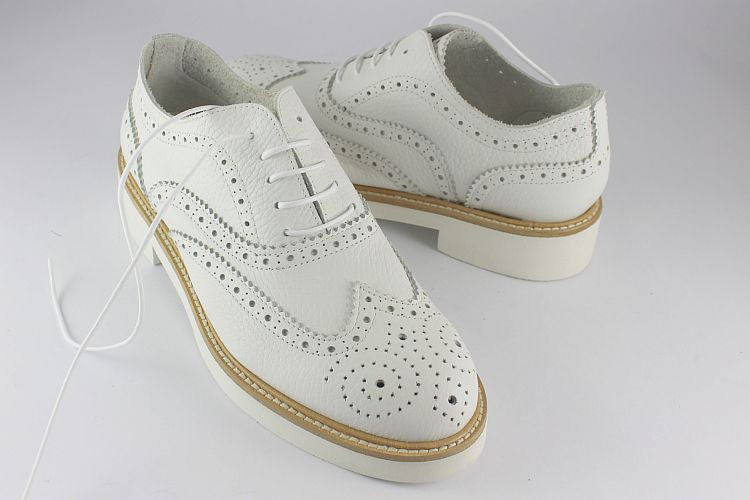 White on sale leather brogues