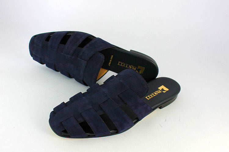 Navy Suede Strappy Mule