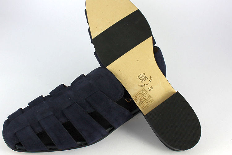 Navy Suede Strappy Mule