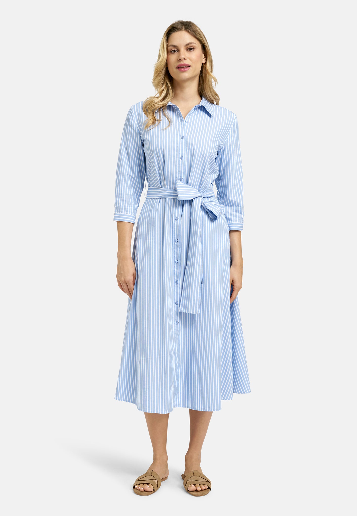 'Napa Valley' Shirtdress in Blue Stripe
