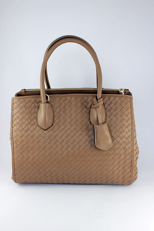 'Busy' Camel Woven Handbag