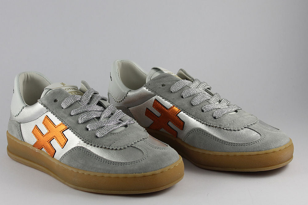 'Iconic II' Silver and Orange Trainer