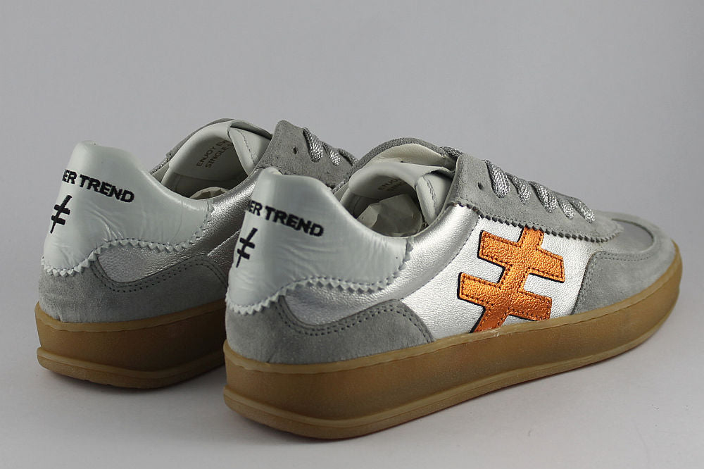 'Iconic II' Silver and Orange Trainer